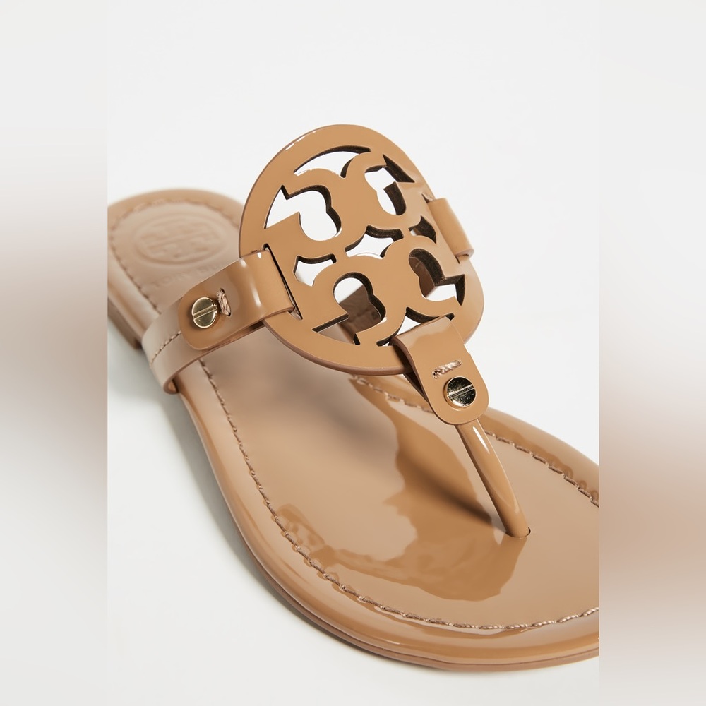 Tory Burch Miller Patent Sandals Flip Flops  8.5 Sand Color